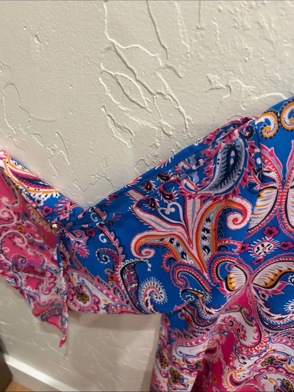 Ruby Rd. Pink & Blue Paisley Boatneck Blouse - Picture 4 of 5